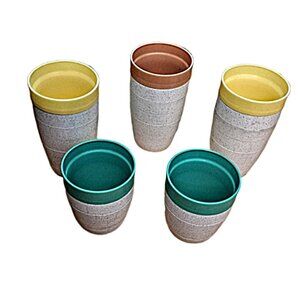 5 Retro Vintage 60's Melamine Cornish Therm-o-ware Tumblerettes Tumblers